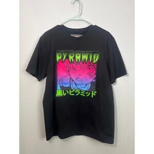 Black Pyramid Men's Anime Neon Color Graphic T-shirt size Medium